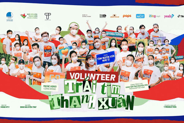 Hơn 100 nghệ sĩ hát tri ân lực lượng tuyến đầu qua MV 'Volunteer - Trái tim thanh xuân'